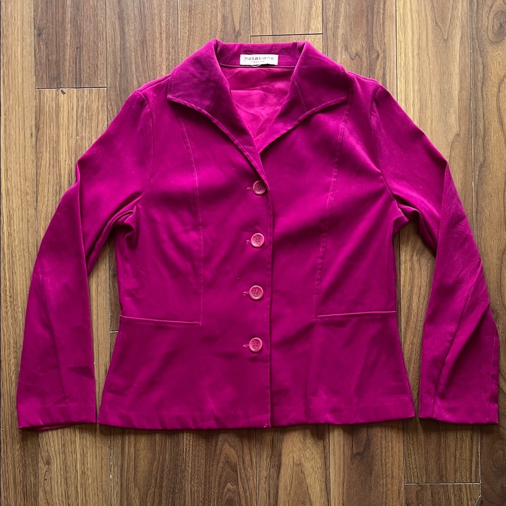 Notations Women's Vibrant Pink Fuchsia Blazer Formal Office Fashion Size Petite